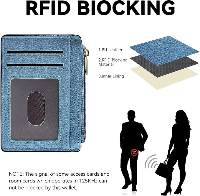 Tipmile Credit Card Holder for Women Slim Minimalist Front Pocket RFID Blocking Wallet Small Compact Card Case with ID Window, Sky Blue