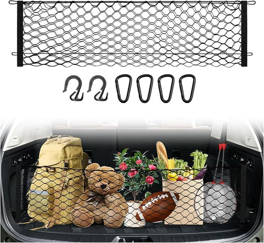 Karltys Cargo Net for Subaru Forester 2019-2024 Trunk Net | Envelope Style Elastic Mesh Net | Heavy Duty Metal Hooks | Subaru Forester Accessories