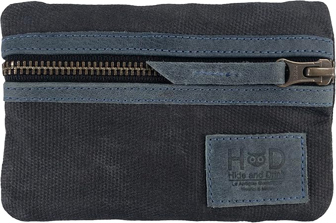 Hide & Drink, Multi-Tool Pocket Pouch, Compact Multipurpose EDC Zippered Bag, Mini Camping Tool Case, Waxed Canvas, Knife Holster, Handmade Slim Organizer