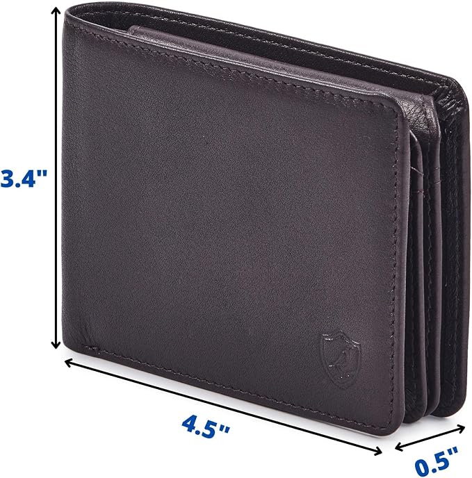 Cochoa Wallet for Men Bifold Leather RFID Blocking High Capacity Slim Card Case with 2 ID Window for Gift (Nappa, Dark Chocolate)