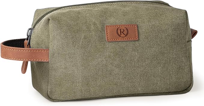 Janhavi Waterproof Travel size Toiletries Bag,Customized Gifts for Men,Makeup Organizer Foldie Bag,Mens Toiletry Bag, Engraved Initials & Wheat Ear,Travel Essentials Men(Olive Green R)