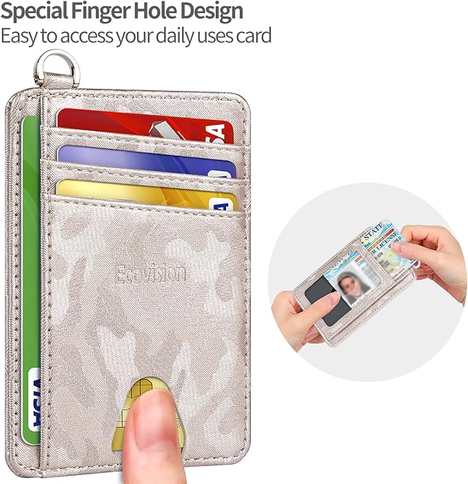 EcoVision Slim Minimalist Front Pocket Wallet, RFID Blocking Credit Card Holder Wallet with Detachable D-Shackle for Men Women