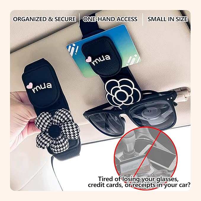 Car Sunglasses Holder Eyeglass Clip with Sun Visor Storage for Cards Magnetic Eyewear Clamp Car Decor