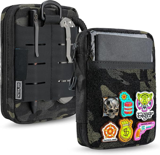 TACTICAL GEEK Block E3.0 EDC Compact Waist Pocket Pouch, Men EDC Pouch Organizer, Multi-Purpose Molle Tool Pouch, Utility Tool Organizer Bag for Daily Essentials Carry(Black Camo)