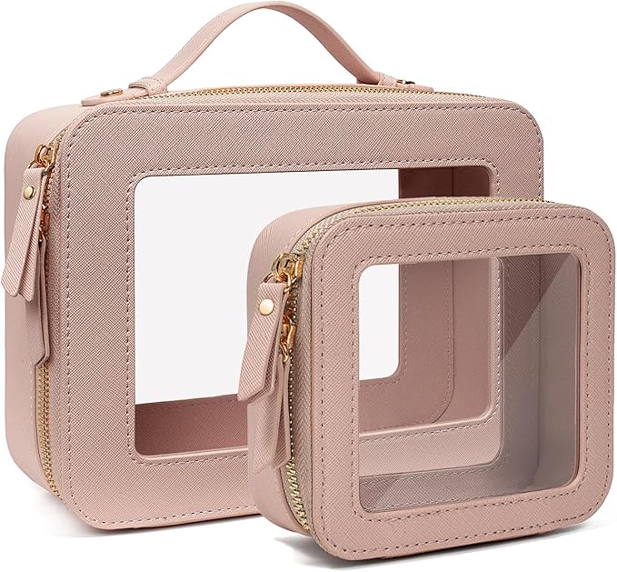 Travel Clear Makeup Bag Set, TSA Approved Cosmetic Bag Case with Zipper Portable Makeup Pouch Toiletry Bag Traveling Cosmetic Organizer Storage Bag Car Organizer Car Essentials