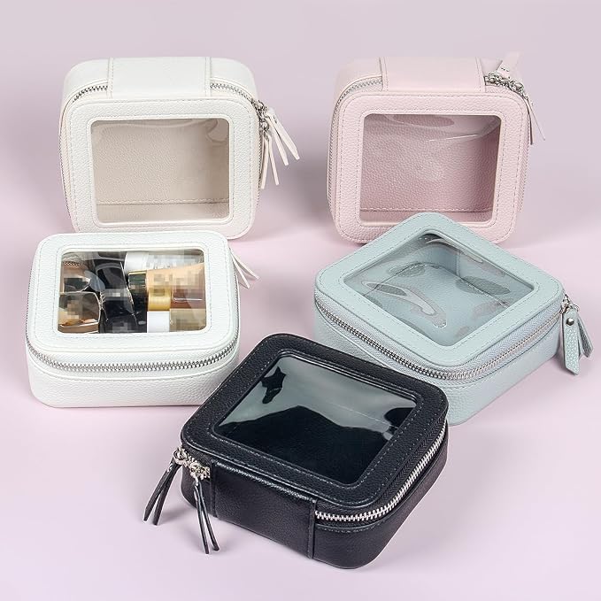 EcoVision Clear Makeup Bag, Travel Cosmetic Accessory Bag, Toiletry Organizer Bags for Women, Portable Waterproof Zipper Cosmetic Bag with Transparent Window