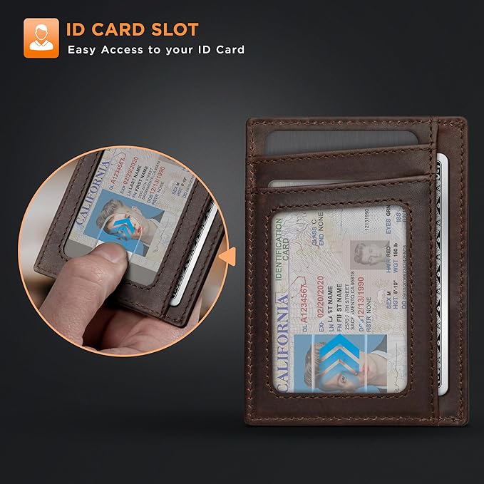 SERMAN BRANDS RFID Blocking Slim Minimalist Mens Front Pocket Wallet. Thin Card Holder. Full Grain Leather Wallets for Men