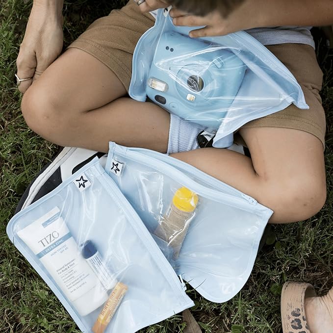Tiny Twinkle Diaper Bag Organizing Pouches|3 Pack Mess-Proof Clear Front Travel Organizer Bags&TSA Approved Toiletry Bag Set for Baby and Mom Essentials