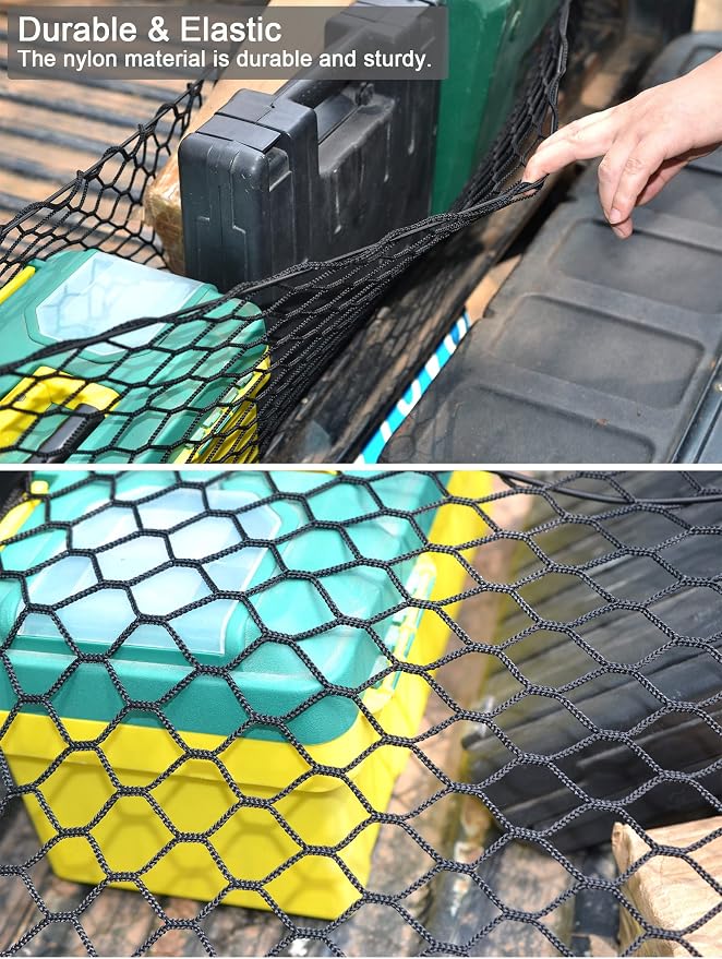 BAILALIBO Cargo Net Stretchable, Adjustable Trunk Net for SUV, Pickup and Trucks, Small Automotive Elastic Storage With Hook, Car Organizer (53x18 Inch)