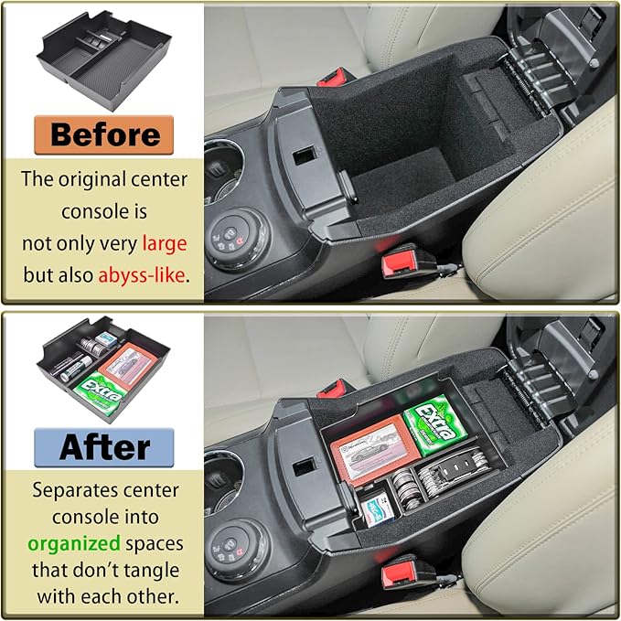 RUNROAD Center Console Insert Organizer Compatible with Ford Explorer 2012-2019 Accessories, Interior Armrest Secondary Storage Box ABS Materials Coin Holder Console Tray Storage Compartments, Black
