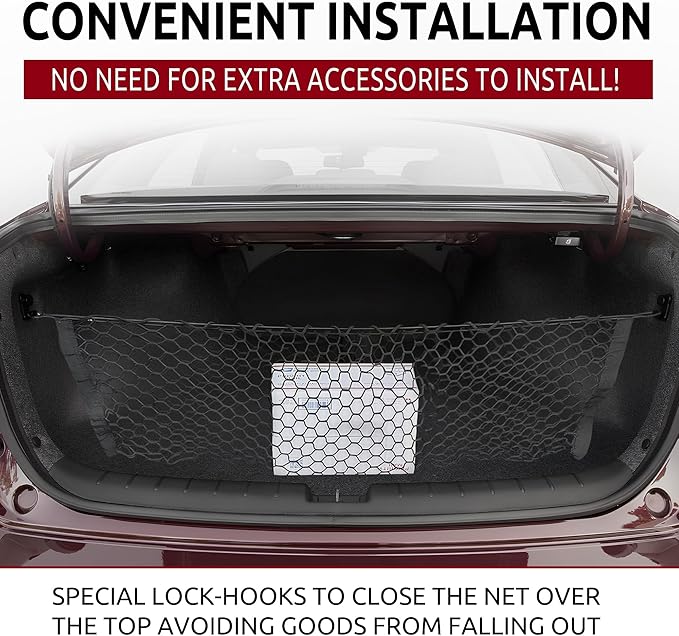 Envelope Style Automotive Elastic Trunk Mesh Cargo Net for Honda Accord 2013-2022- Premium Trunk Organizer and Storage - Luggage Net for Sedan