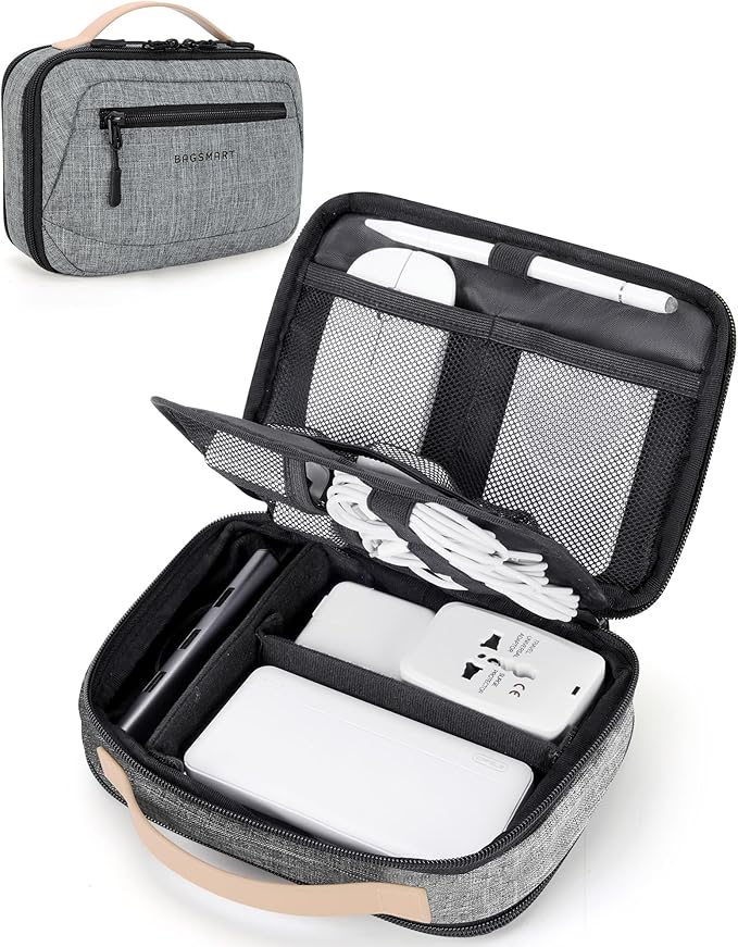 BAGSMART Electronics Organizer Travel Case, Cord Organizer Travel Cable Bag for Tech Accessories(Gray)