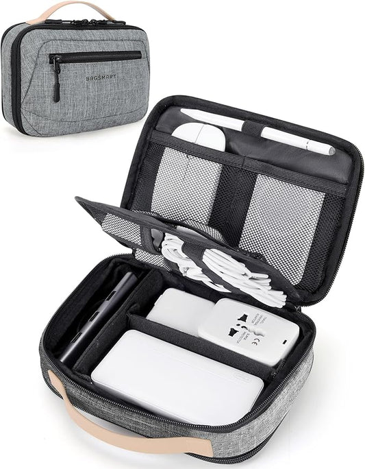 BAGSMART Electronics Organizer Travel Case, Cord Organizer Travel Cable Bag for Tech Accessories(Gray)