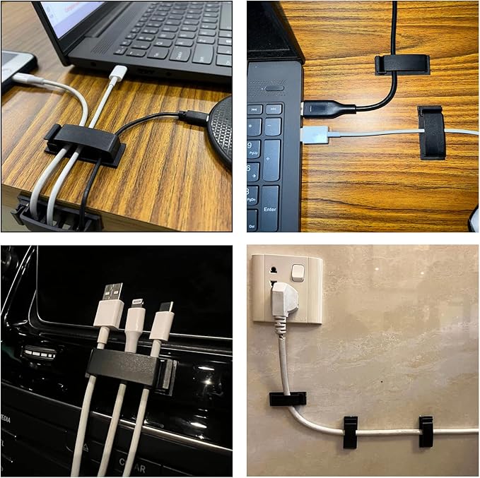 Cable Clips 50PCS, Self Adhesive Cable Management Clips, Cord Organizer Wire Clips Cord Holder for Appliances PC Wall Ethernet Cable Under Desk Nightstand Home Office Car
