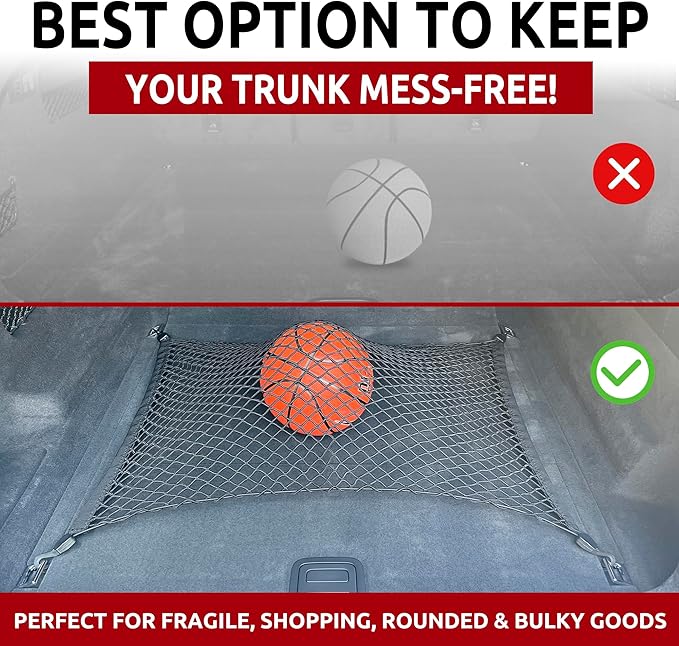 Floor Style Automotive Elastic Trunk Mesh Cargo Net for Audi Q8 Premium Prestige 2019-2026 - Premium Trunk Organizers and Storage - Luggage Net for Crossover - Best Car Organizer for Audi Q 8