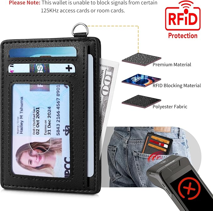 Mayski Slim Wallet, Credit Card Holder for Women, Minimalist Front Pocket RFID Blocking Card Cases, Small Wallet Women Men(Grain Black)