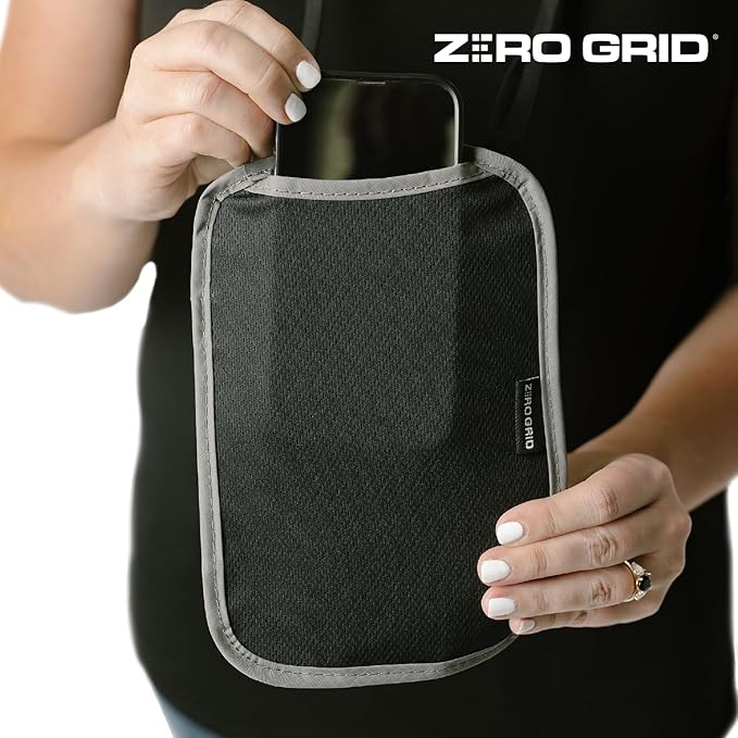 Neck Wallet for Travel & Passport Holder with RFID Blocking - Slim & Easy to Conceal Nylon Travel Pouch for men & women - Holds Phone, Cash, Cards, Keys - Sweat & Water Resistant - XLarge - Light Grey