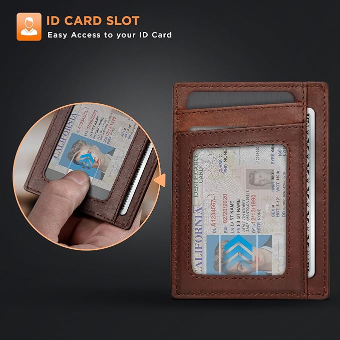 SERMAN BRANDS RFID Blocking Slim Minimalist Mens Front Pocket Wallet. Thin Card Holder. Full Grain Leather Wallets for Men