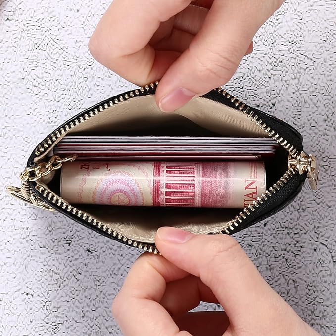 SENDEFN Coin Purse for Women, Genuine Leather Coin Purse Key Chain for Women, Coin Pouch Change Purse
