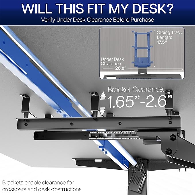 VIVO Premium Adjustable 27 x 11 inch Computer Keyboard and Mouse Platform Tray, Ergonomic Under Table Desk Mount Drawer with Padding, Black, MOUNT-KB27P-B