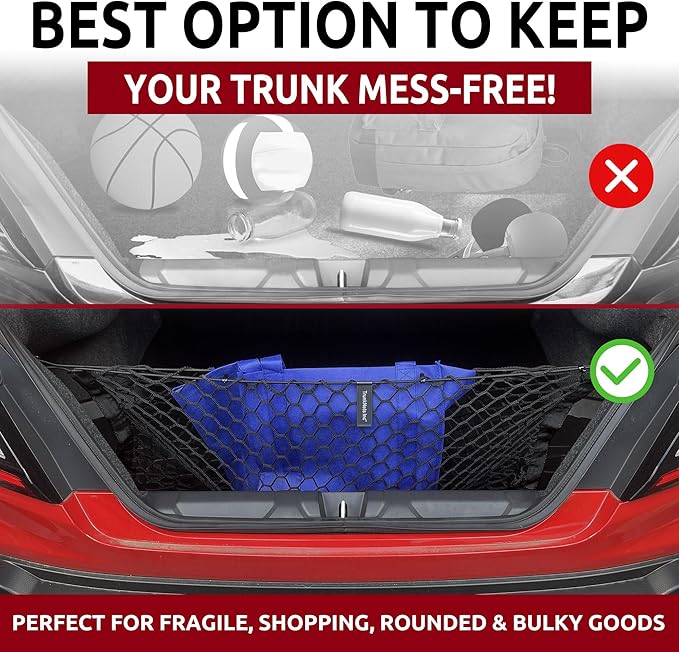 Envelope Style Automotive Elastic Trunk Mesh Cargo Net for Subaru WRX Impreza WRX STI 2015-2024 - Premium Trunk Organizers and Storage - Best Car Organizer for Subaru WRX Impreza WRX STI