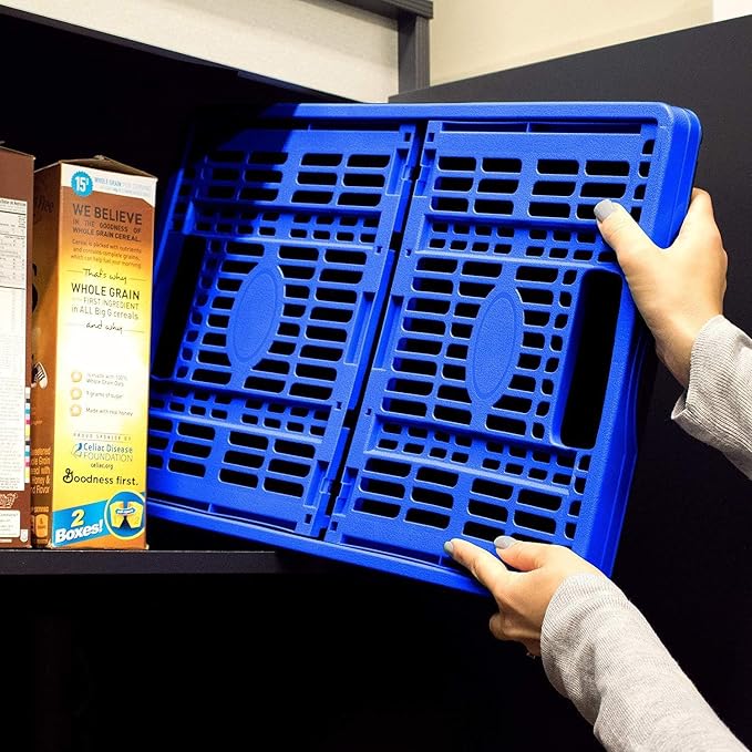 CleverMade Collapsible Utility Crates - Red 1pck 45L / 11 Gal holds 66 lbs - Stackable Containers Heavy Duty Capacity Crates Space-Saving Baskets