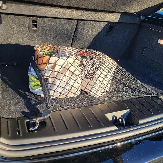 Rear Trunk Organizer Cargo Net for BMW i3 2014-2021 - Floor Style Cargo Net for Hatchback - Premium Mesh Elastic Car Trunk Organizer Vehicle Carrier Storage - Compatible with BMW i3