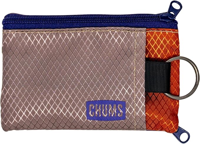 Chums Surfshorts Wallet - Solid Colors Collection, Lightweight Slim Wallet with RFID Blocking Card & Clear ID Window - Zippered Minimalist Wallet w/Key Ring
