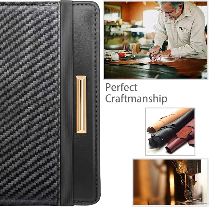 Passport Holder Cover RFID Blocking Slim Minimalism Travel Wallet Carbon Fibre Card Organizer,Black