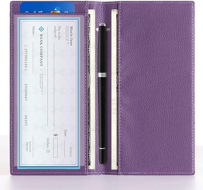 CoBak Premium Leather Checkbook Cover - RFID Blocking, Classic Design, Slim & Durable - Perfect for Personal & Business Checks