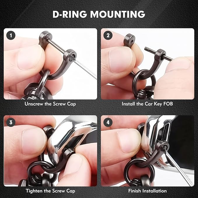 Leather Keychain, Keychain for Car Keys with Anti-Loss D-Ring, Car Key Fob Key Chain for Men and Women