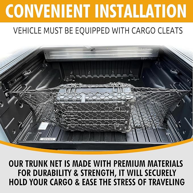 Envelope Style Elastic Trunk Cargo Net for Hyundai Santa Cruz 2022-2026 - Premium Trunk Organizers & Storage - Cargo Net for Pickup Truck Bed - Truck Bed Divider - Car Organizer for Pickup