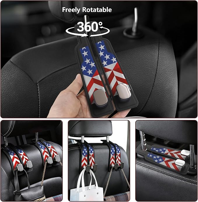 Purse Hook for Car -Universal Premium materials silicone and Aluminum-Magnesium Alloy Double Car Seat Back Storage Hook for Purses, Handbags, Bags Bottle pattern (2 Pack) Black