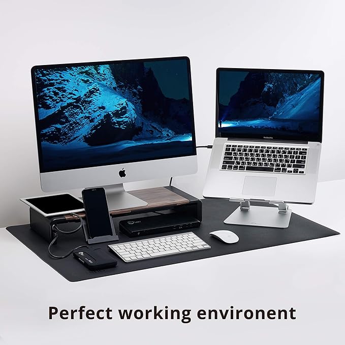 SIIG Computer Monitor and Laptop Stand Riser with USB Ports Width Adjustable on Both Sides - Support up to 55lbs (CE-MT2Q12-S1)