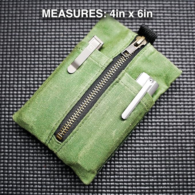 EDC Canvas Pouch (EDC Canvas Pouch, Pocket Organizer, Mighty Pouch for Men, EDC Bags with Velcro, Small Tool Pouch, Utility Pouch for Multitools, Waxed Compact Organizer