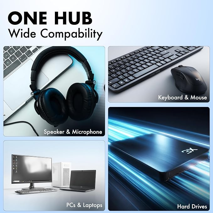 USB A to 4 Port Wozoyo USB 3.2 Hub, 4X USB 5Gbps, Data Transfer Speed Upto 5Gbps and 30cm Cable, Multiport USB Splitter for Laptop and Desktop, Plug and Play, Compact and Portable USB Expansion Hub
