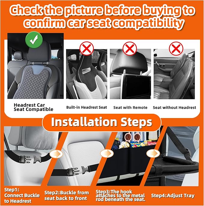 2PCS Backseat Car Organizer with Foldable Tray-11+2 Pockets Car Organizer and Storage,Car Seat Back Protector Road Trip Essentials Storage Caddy/Stuff for Cars/Truck/SUV Christmas Gifts