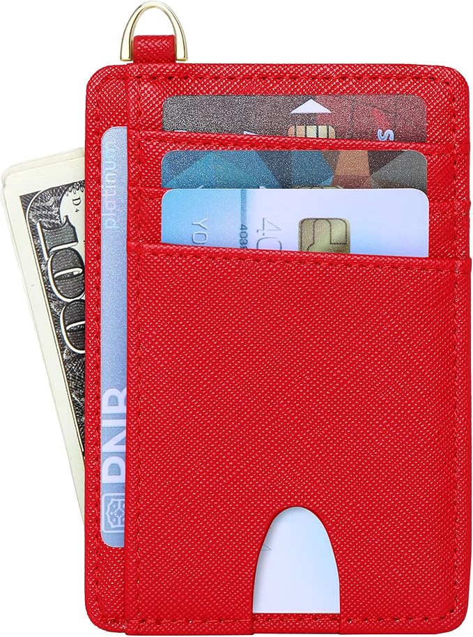 Badiya Credit Card Holder Slim Minimalist Wallet, Front Pocket Purse RFID Blocking Wallet Compact Card Case with ID Window for Women & Men