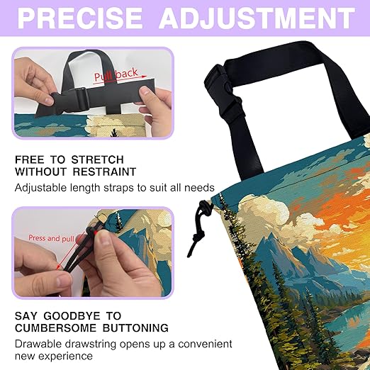 Car Trash Bag Hanging Sunrise Forest Mountain Lake Car Trash Can for Back Seat Waterproof Car Trash Bin with Adjustable Straps and Drawstring for Car Accessories Vehicle Travelling Camping