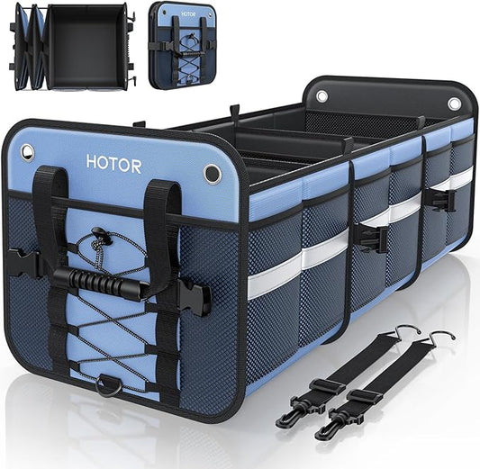 HOTOR Trunk Organizer for SUV – Car Storage Box with Reflective Strips, Collapsible Car Organizer with Large Capacity, Essential Car Accessories for Truck, Van & Sedan, Blue, 22.1" x 13.0" x 12.0"