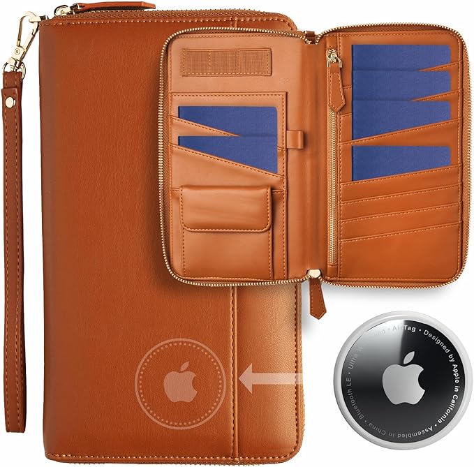 Travel Document Organizer - RFID Passport Wallet Case Family Holder Id Wristlet