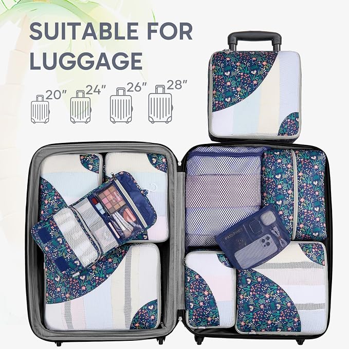 OlarHike 10 Set Packing Cubes for Travel, Gifts for Women Mom,Anti-Tearing Suitcase Organizer with Over-1000 pack Mesh Holes, Vacation Essentials & Accessories for Cruise Ship