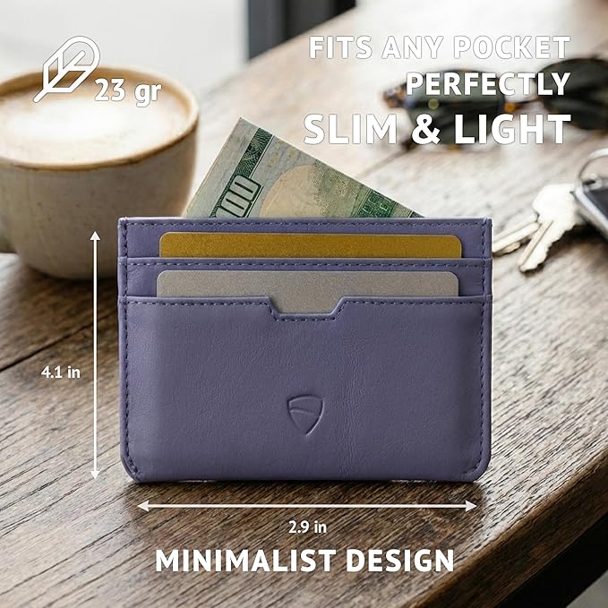 Vaultskin MOORGATE Slim Card Holder – Minimalist Leather Wallet with RFID Blocking, Front Pocket Credit Card Case for Men & Women