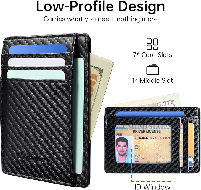 Chelmon Slim Wallet for Men, Minimalist Front Pocket RFID Blocking Credit Card Holder