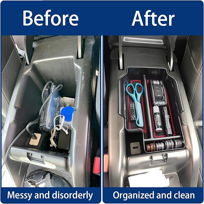 RUNROAD Center Console Organizer Tray Compatible with Chevy Colorado/GMC Canyon 2015 2016-2020 2021 2022 Accessories, Insert ABS Secondary Storage Box Armrest Tray Coin Holder Red