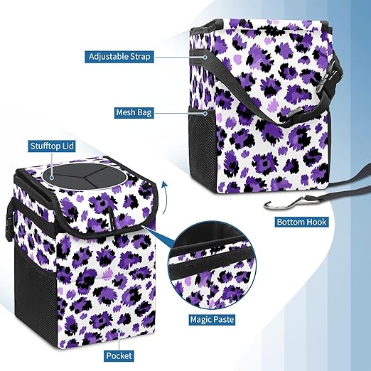 Car Trash Can – Multi-Purpose, Lightweight and Portable with Durable Water-Resistant Coating, No Installation Required, Practical and Ample Capacity, Variety of Colors.Tiger Pattern