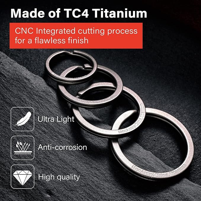 MecArmy Titanium 3pcs/4pcs/7pcs/18pcs Key Rings Keychain Large Small Split Rings