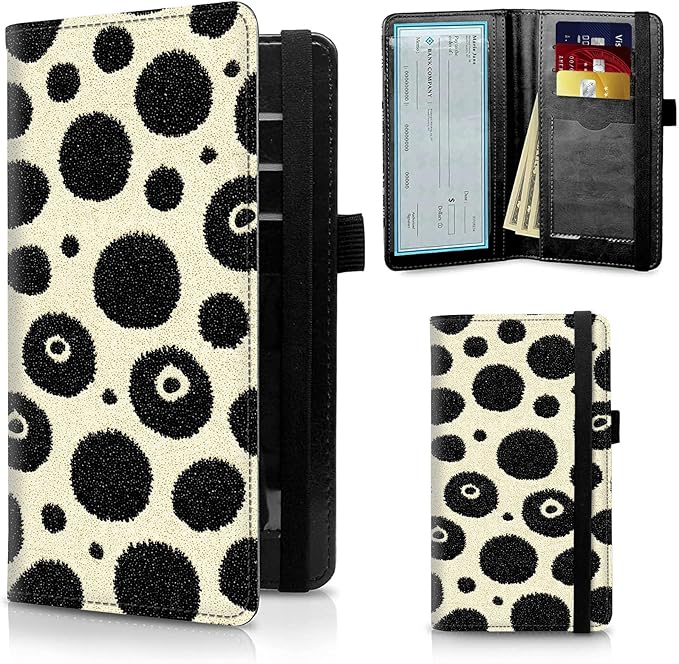 FUYOCWE Checkbook Covers for Personal Checkbook,RFID Blocking Leather Check Book Covers Wallet with Pen Holder & Card Slot for Women Men -Dalmatian Spot Pattern