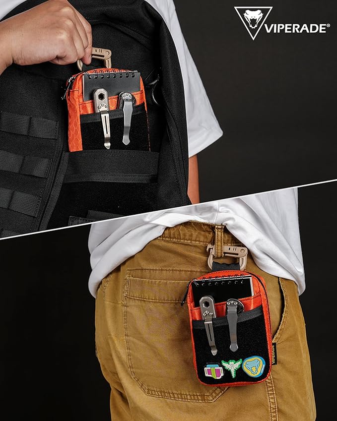 VIPERADE VE26 EDC Pouch Organizer with 11 Compartments, Small Tool Pouch with DIY Patches Area, EDC Pocket Organizer for Mutitools