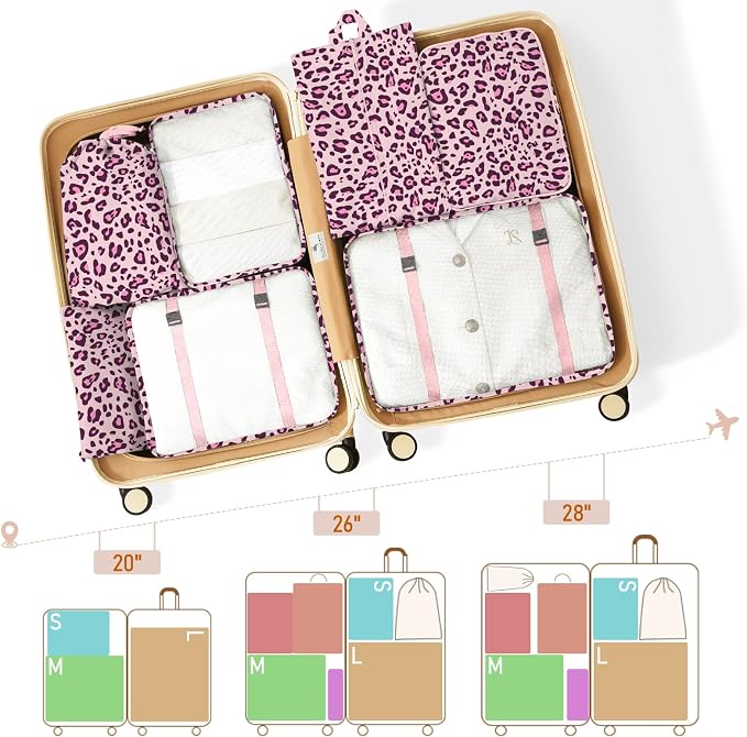 Packing Cubes for Travel - 8 Set Luggage Organizer Bags for Family, Mesh Breathable Packing Cubes for Suitcases Durable Travel Essentials Bags Set
